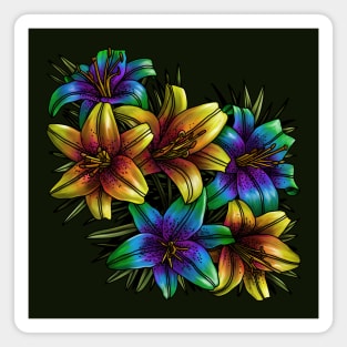 Rainbow Lilies Magnet